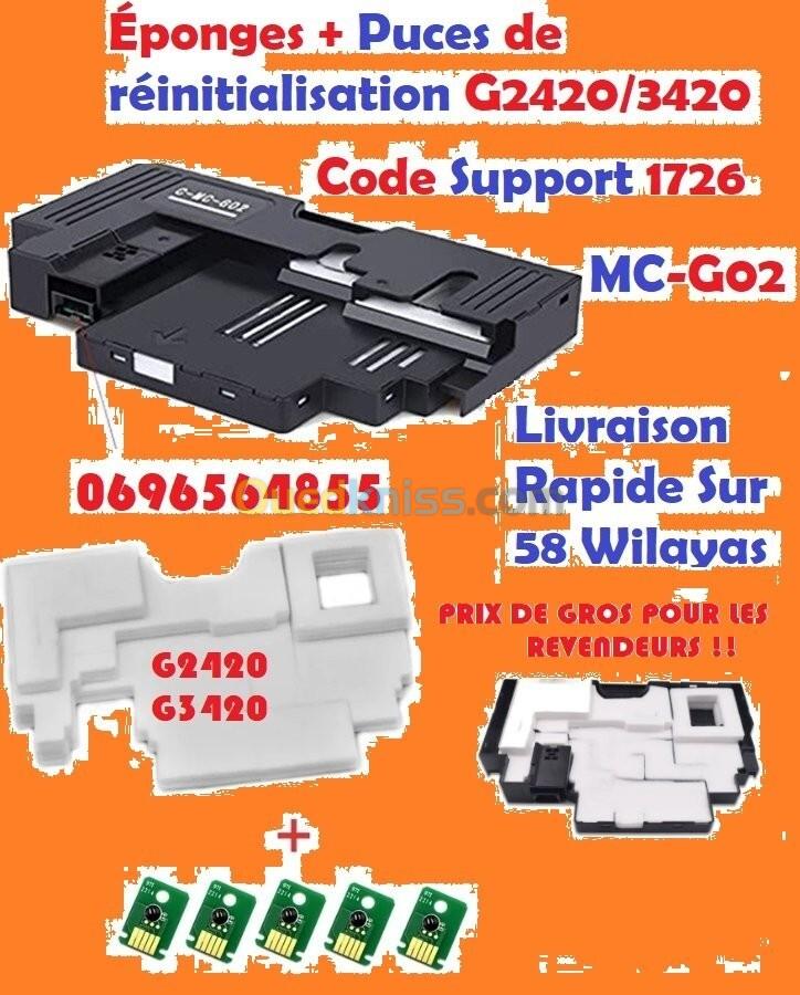 Éponges & Puce de réinitialisation de compteur pour CANON G2420-G3420 MC-G02 MC-G03 MC-G04