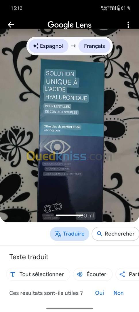 Solution pour lentilles de contact