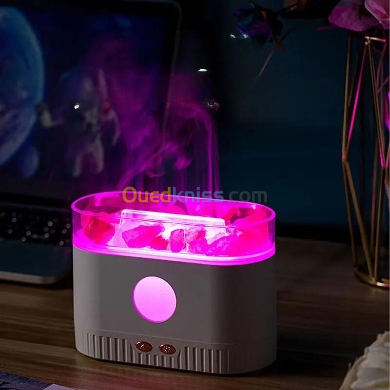 Humidificateur flamme multicolore des huiles essentielles aromatiques en pierre de sel 200ml