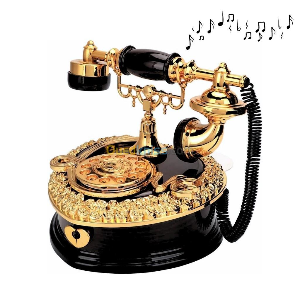  Boîte à musique créative en forme de cœur téléphone vintage décoration صندوق الموسيقى الكلاسيكي 