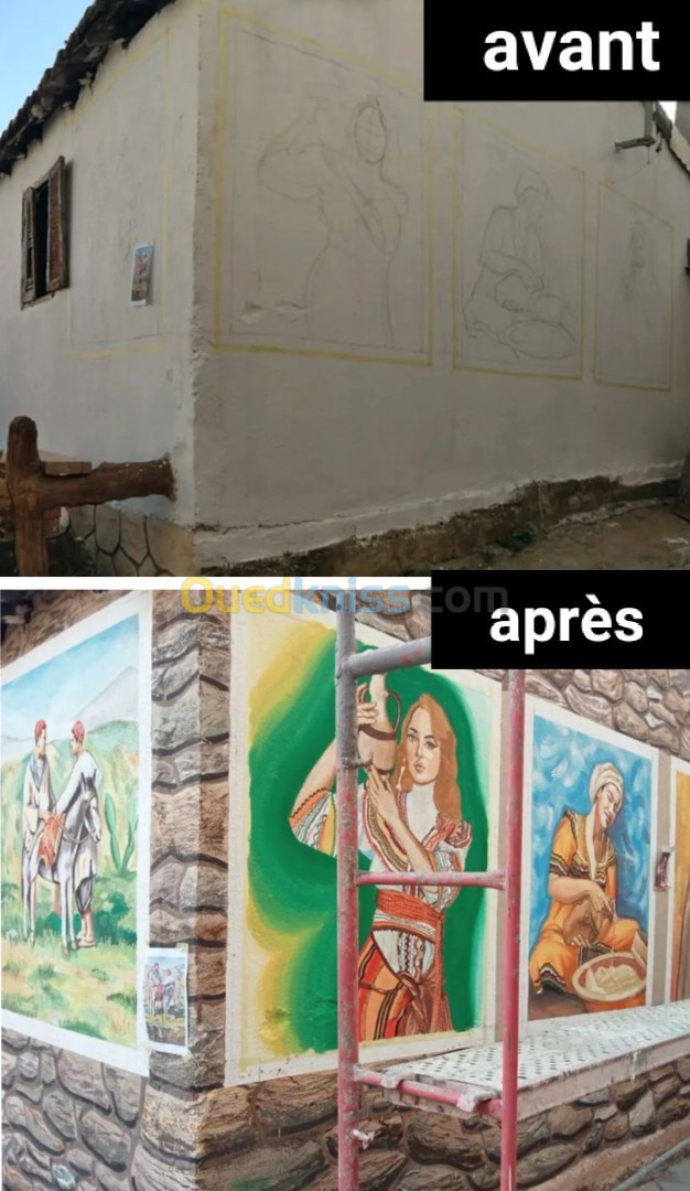 Fresques dessin sur le mur 