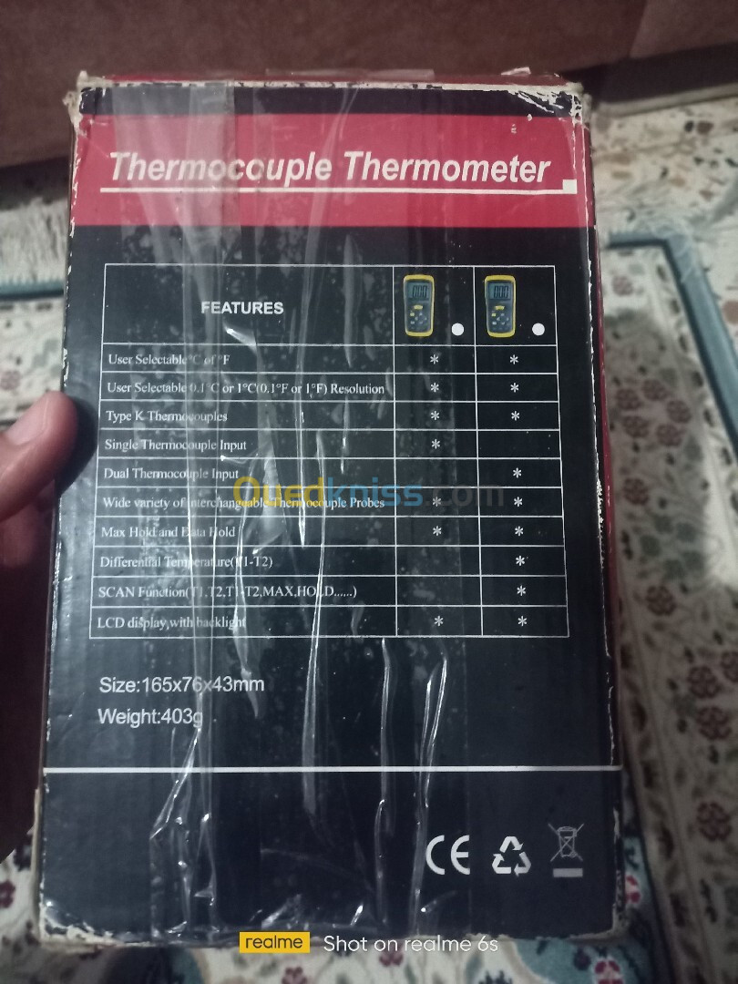 Thermomètre thermocouple type k