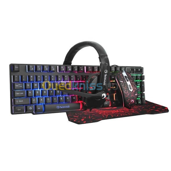 Pack Gaming 4 Pieces (Casque-Clavier-Souris-Tapid)