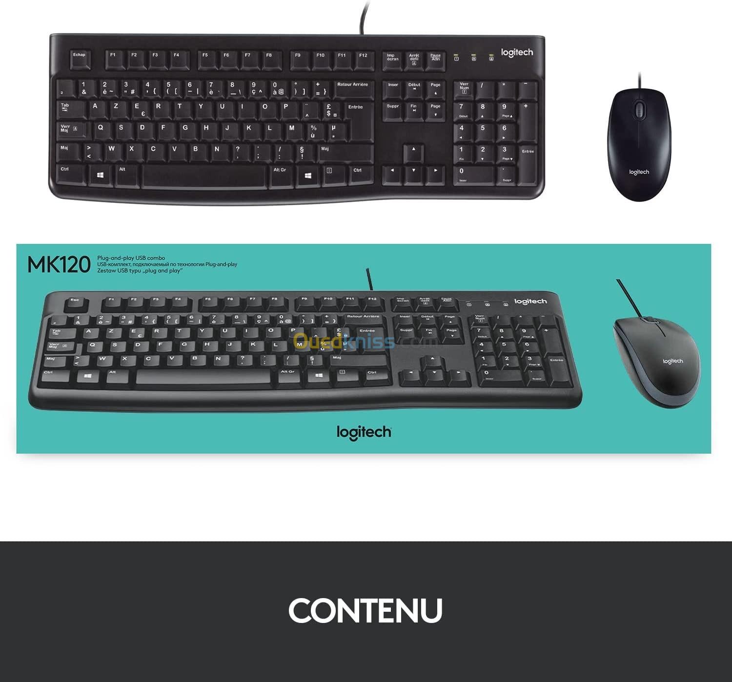 COMBO CLAVIER SOURIS LOGITECH MK120 FILAIRE