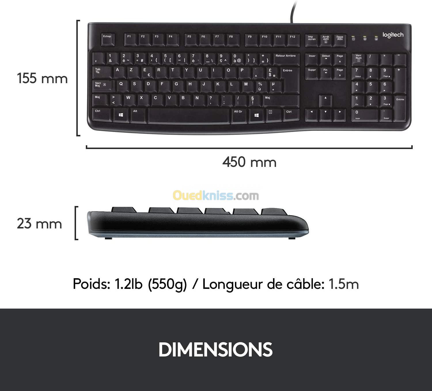 CLAVIER LOGITECH K120 AVEC FIL