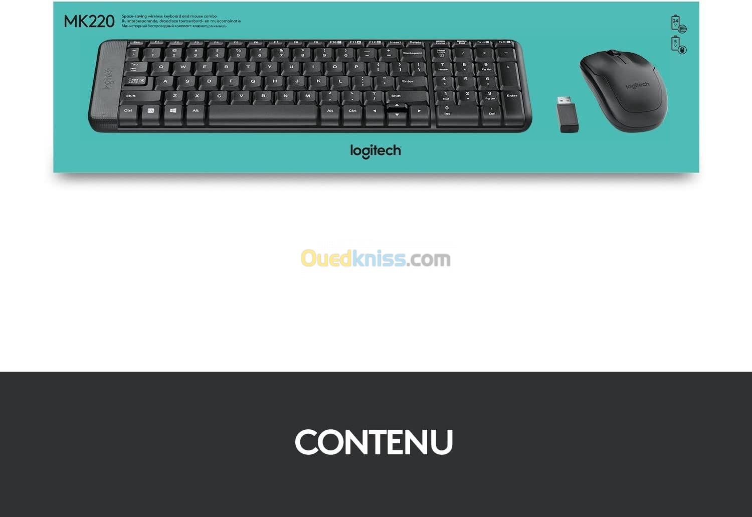 COMBO CLAVIER SOURIS LOGITECH MK220 SANS FIL