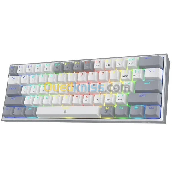 CLAVIER GAMER MAGMA MECANIQUE F61WG WHITE GREY 60% WIRELESS RGB