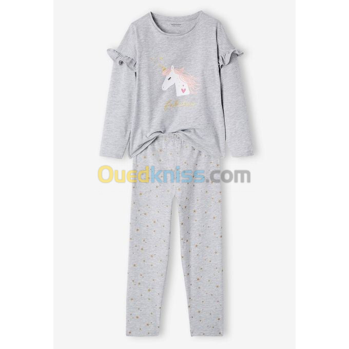 Vertbaudet Pack de 2 Pyjamas Fille &ndash; La Petite Licorne - Gris