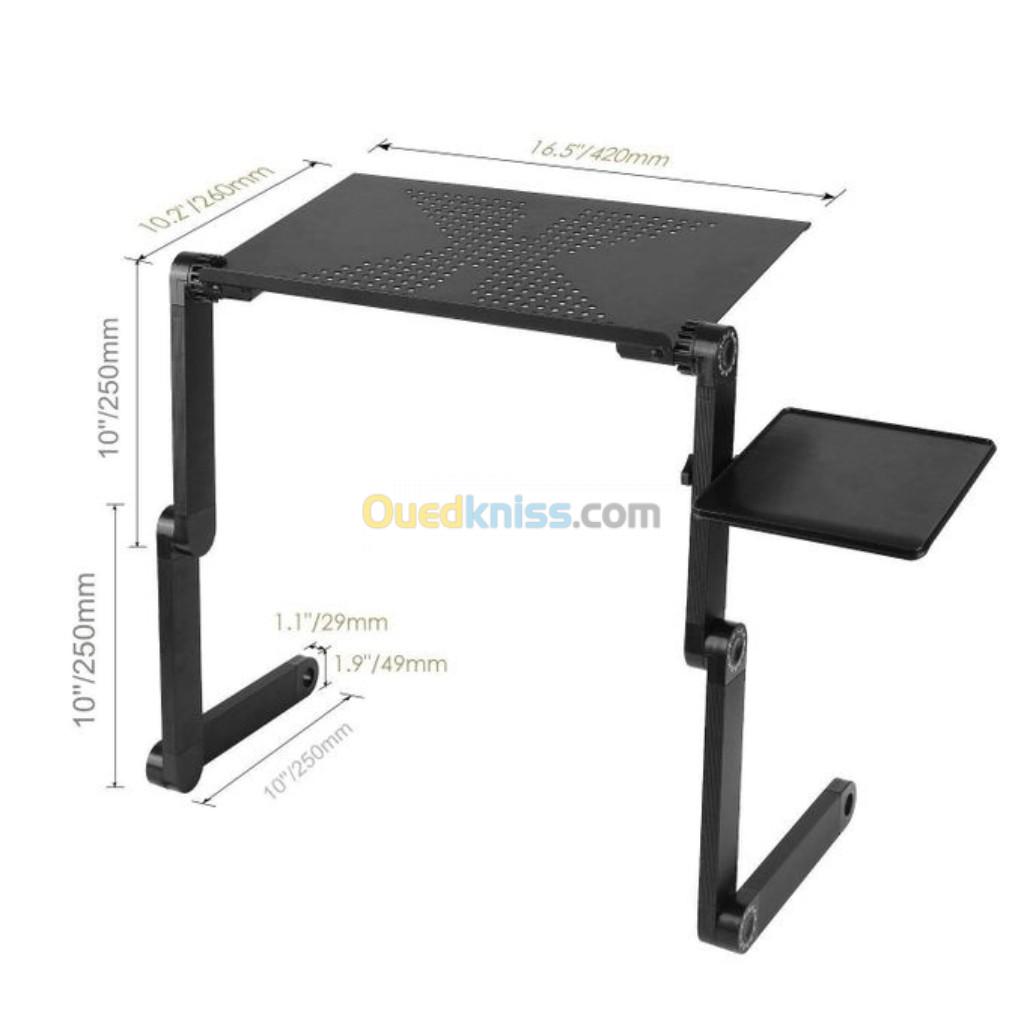 Table pliante en aluminium pour ordinateur Portable, support de bureau multifonctionnel rotatif 