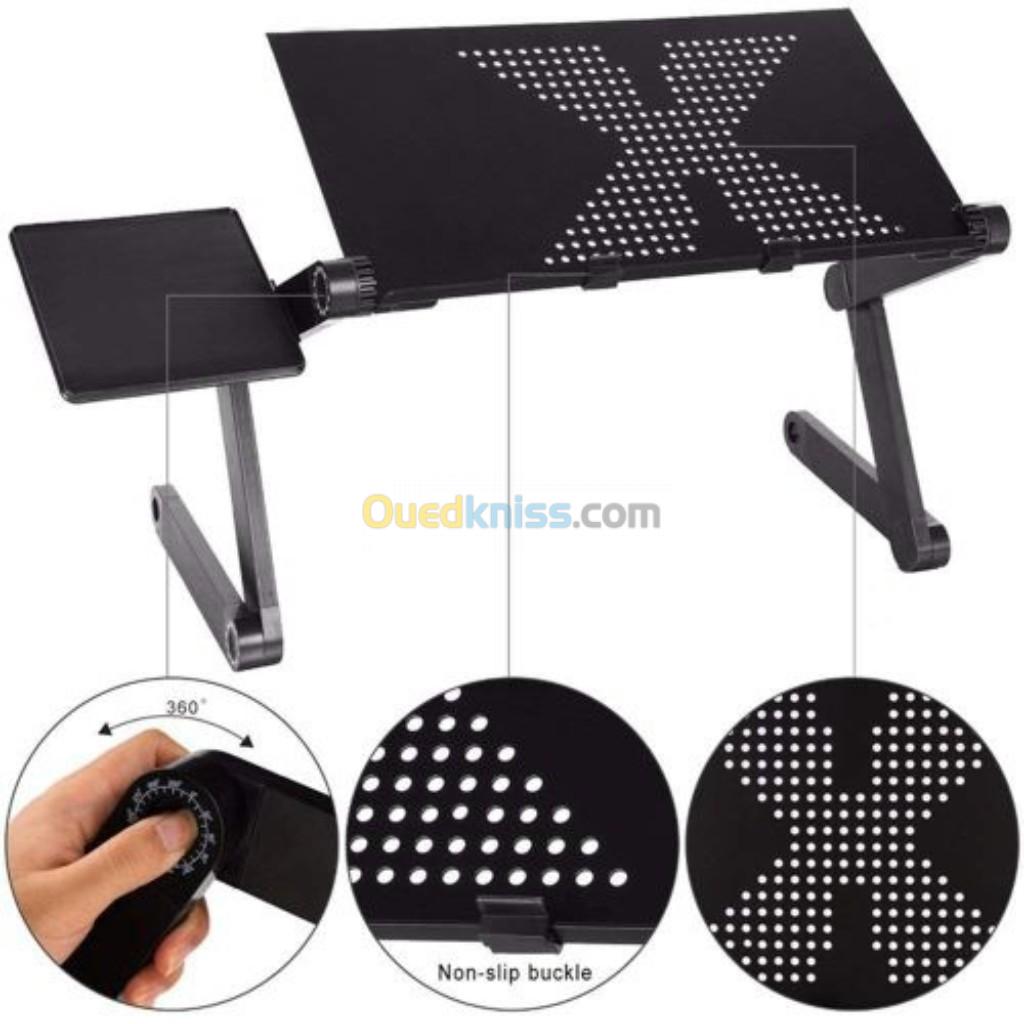 Table pliante en aluminium pour ordinateur Portable, support de bureau multifonctionnel rotatif 