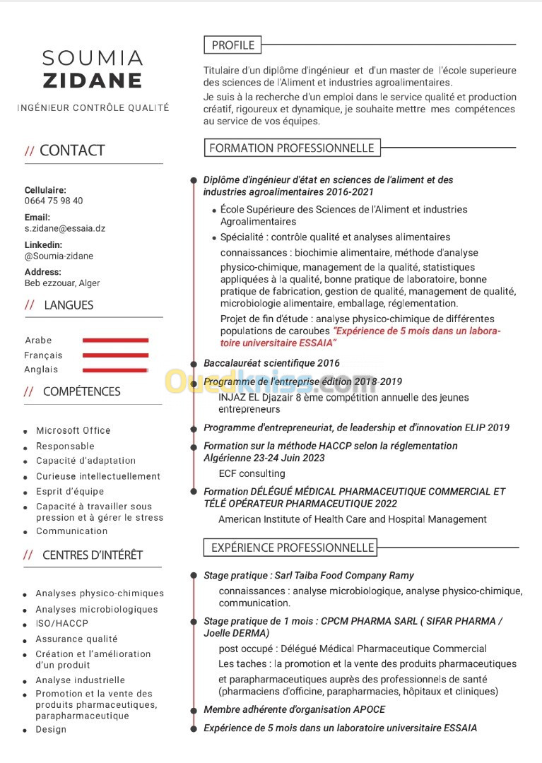 Analyste physiques et chimiques et microbiologique/ contrôle de qualité 