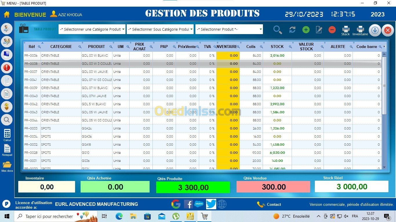 Application gestion commerciale