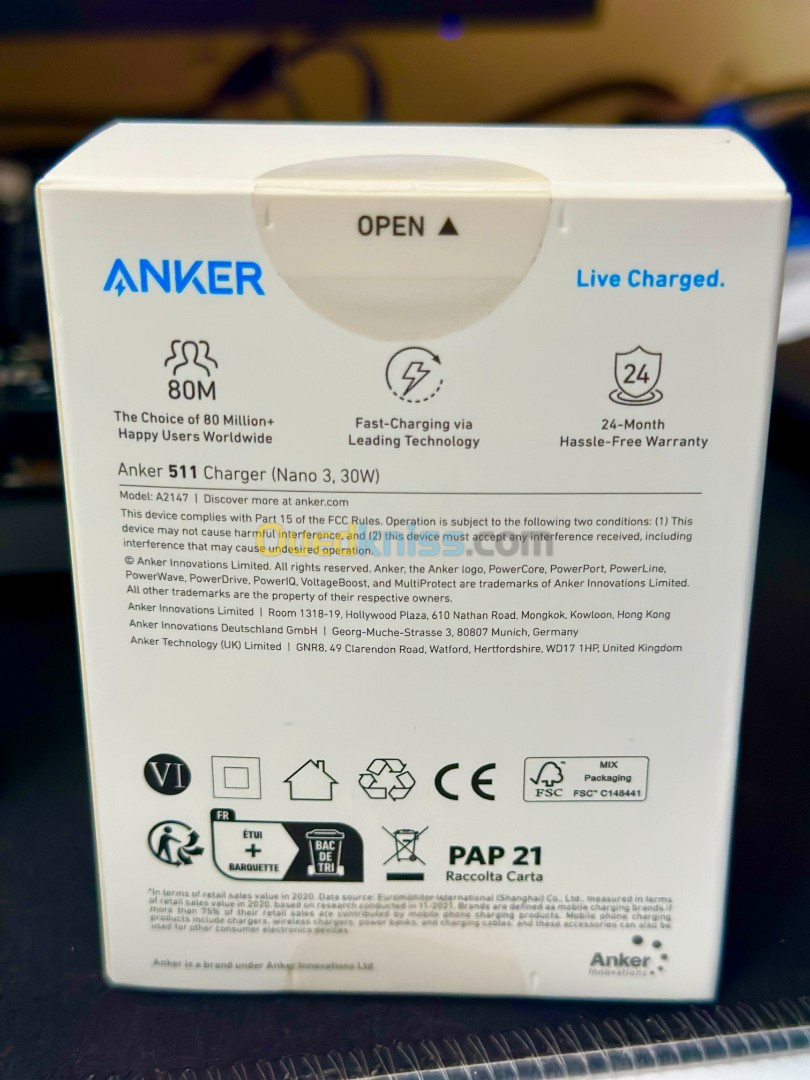 Anker Chargeur 30 W (Nano 3) USB TYPE C Rapide - Aïn Témouchent Algérie