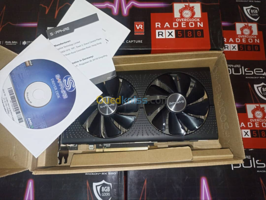 RX 580 8GB OC SAPPHIRE PULSE B BOITE ET GARANTIE توصيل لباب الدار والدفع عند الاستلام 