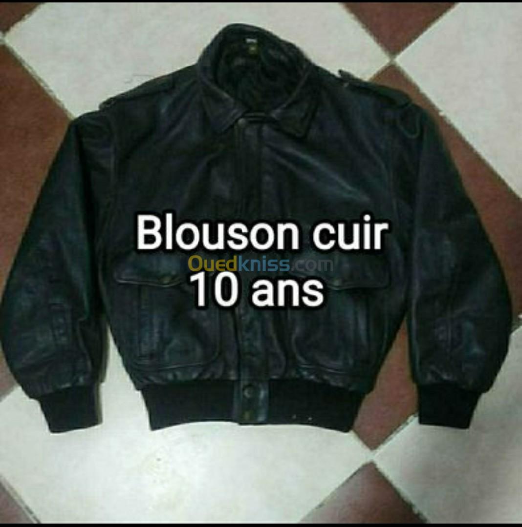 Blouson cuir noir enfant 10 ans