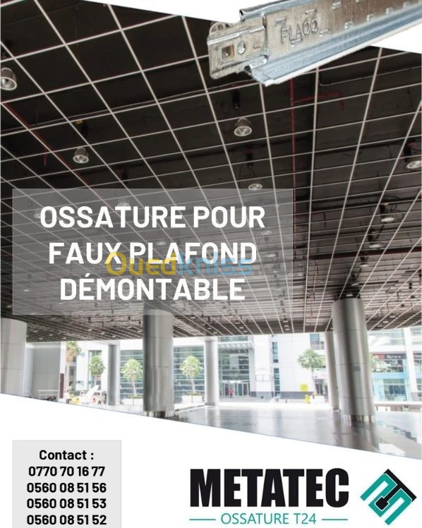 Ossature Métallique METATEC, Structure De Faux Plafond Démontable en T24