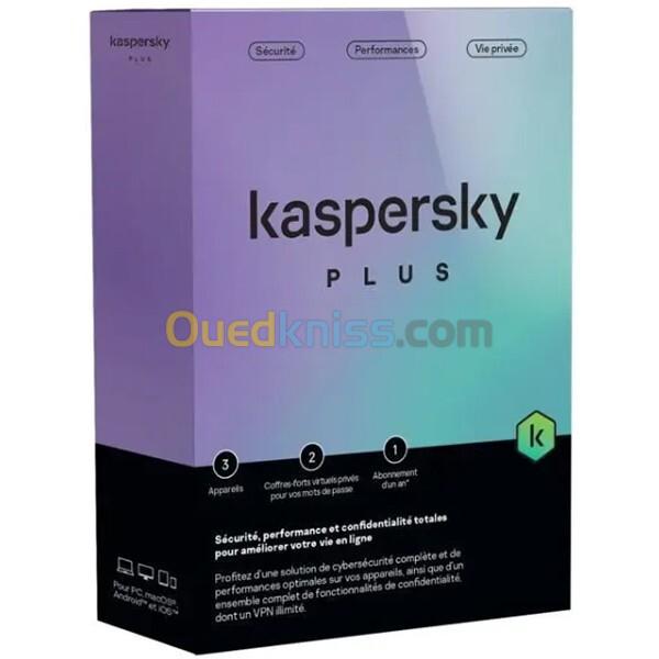 Kaspersky Plus 3 poste Abonnement 1 Année