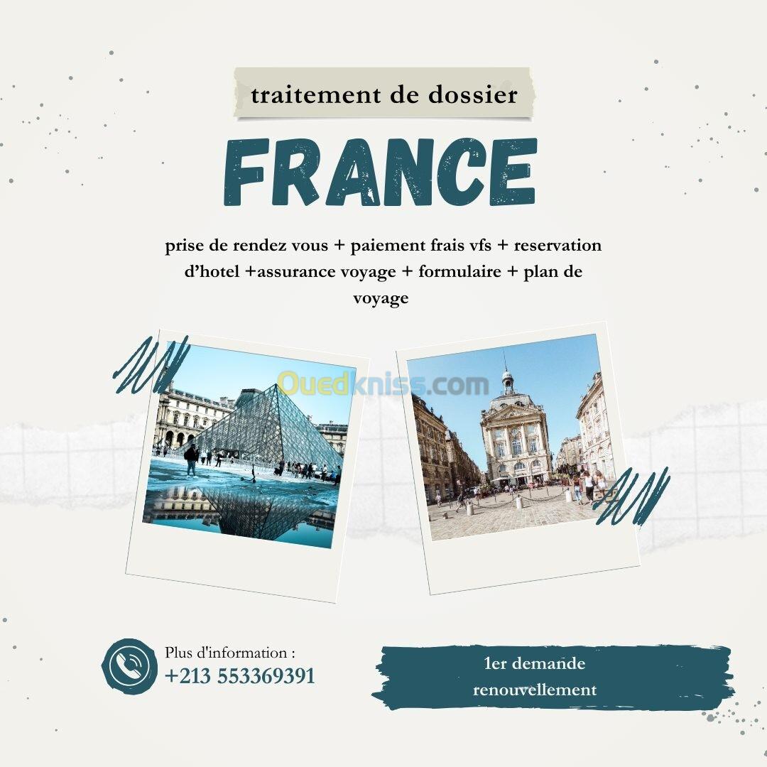 traitement dossier visa touristique FRANCE 