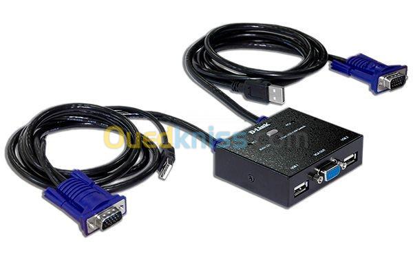 D-Link KVM-221 2-Port KVM Switch Avec VGA - USB Ports