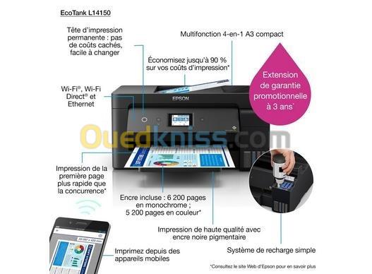 Epson L14150 Imprimante EcoTank Couleur Recto Verso A3+ USB Ethernet Wi-Fi À Réservoir