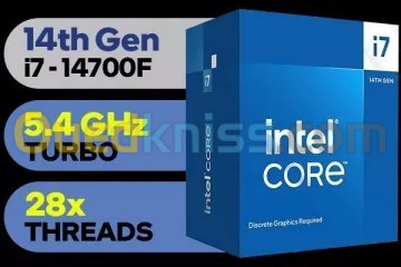 PROCESSEUR INTEL CORE I7-14700F - 33M CACHE - 20 CORE - 28 THREADS - LGA 1700 - UP TO 5.40 GHZ - 65W