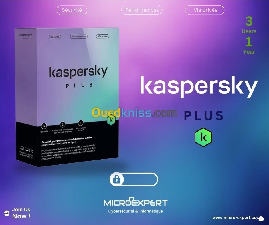 KASPERSKY PLUS ANTIVIRUS 2023 VPN INTERNET SECURITY 3 APPAREIL VPN ILLIMITÉ