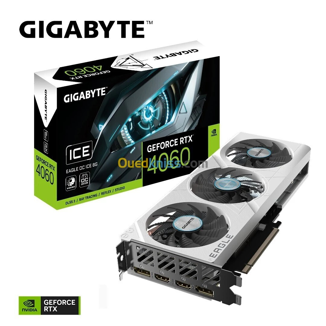 GIGABYTE GEFORCE RTX 4060 EAGLE OC ICE - 8GO GDDR6 - 3X FANS - DLSS3 - RAY TRACING - REFLEX - WHITE