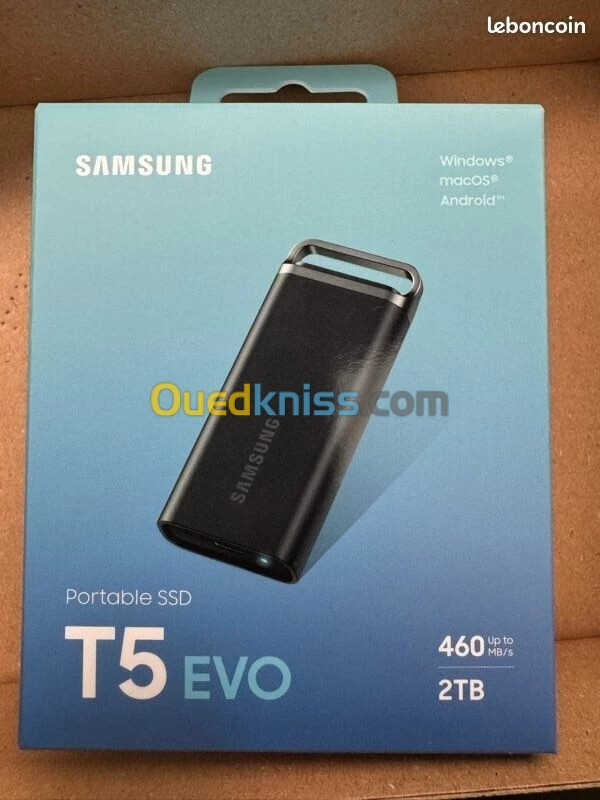 SAMSUNG T5 EVO PORTABLE 2TO - DISQUE DURE SSD EXTERNE - VITESSE 460 MO/S - USB 3.2 GEN1 - MACOS & PC