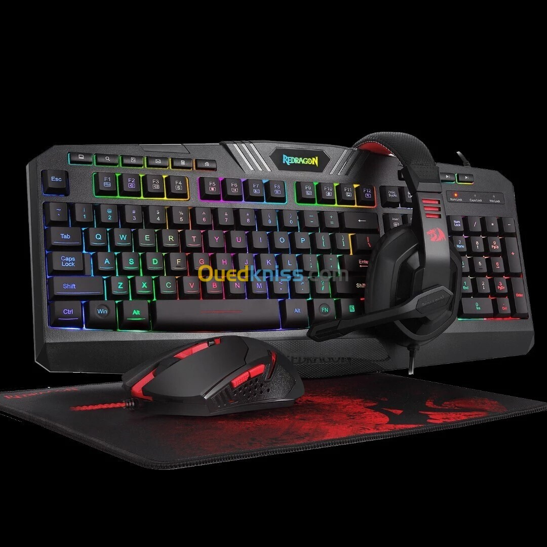 REDRAGON S101-BA-2 - COMBO 4en1 - CLAVIER + SOURIS + CASQUE + TAPAIS - RVB - 7200 DPI - BLACK