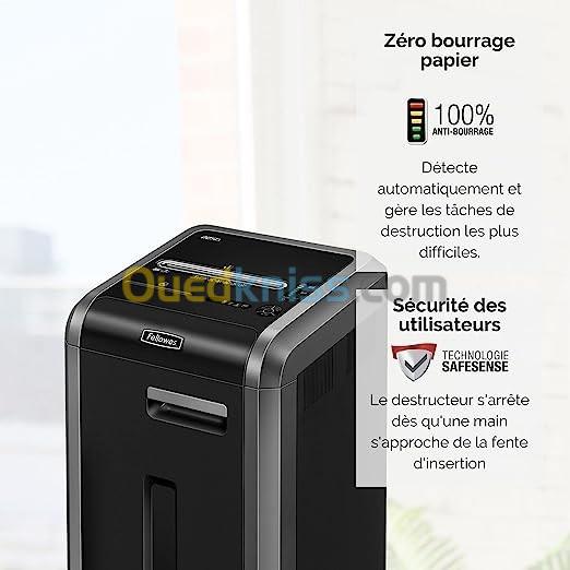 FELLOWES DESTRUCTEUR DE DOCUMENTS 225CI COUPE DROITE P2 - 60 LITRE - CARTES DE CRÉDIT - TROMBONES