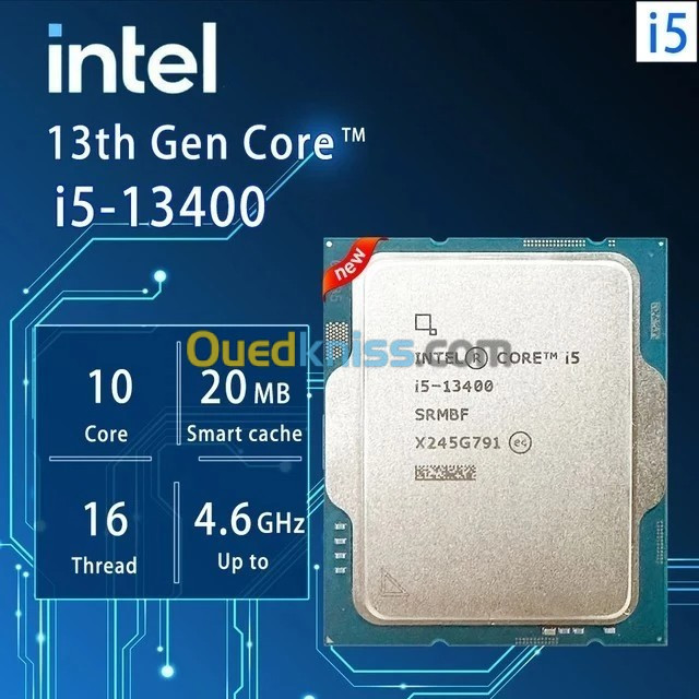 PROCESSEUR Intel Core i5-13400 - 10 CŒURS - 20 MO CACHE - JUSQU'À 4.6 GHZ - INTEL 1700 - 65 W