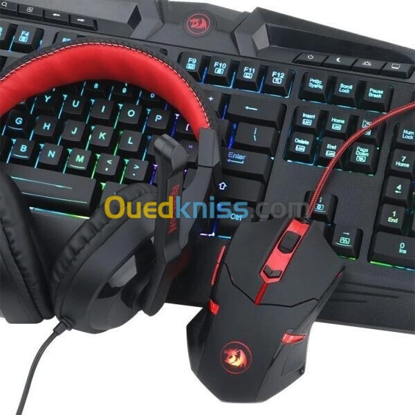 REDRAGON S101-BA-2 - COMBO 4en1 - CLAVIER + SOURIS + CASQUE + TAPAIS - RVB - 7200 DPI - BLACK