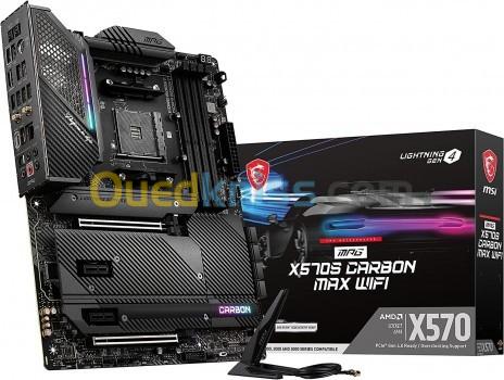 Carte Mère MSI MPG X570S Carbon MAX WiFi Gaming Motherboard ATX, AMD, Socket AM4. DDR4, PCIe 4