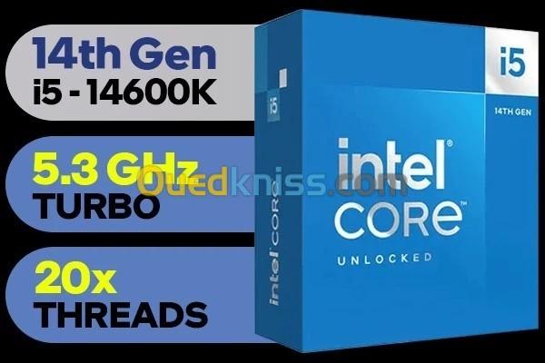 PROCESSEUR INTEL CORE I5-14600K - 14 CŒURS - 24 MO CACHE - JUSQU'À 5,30 GHZ - INTEL 1700 - 125 W -