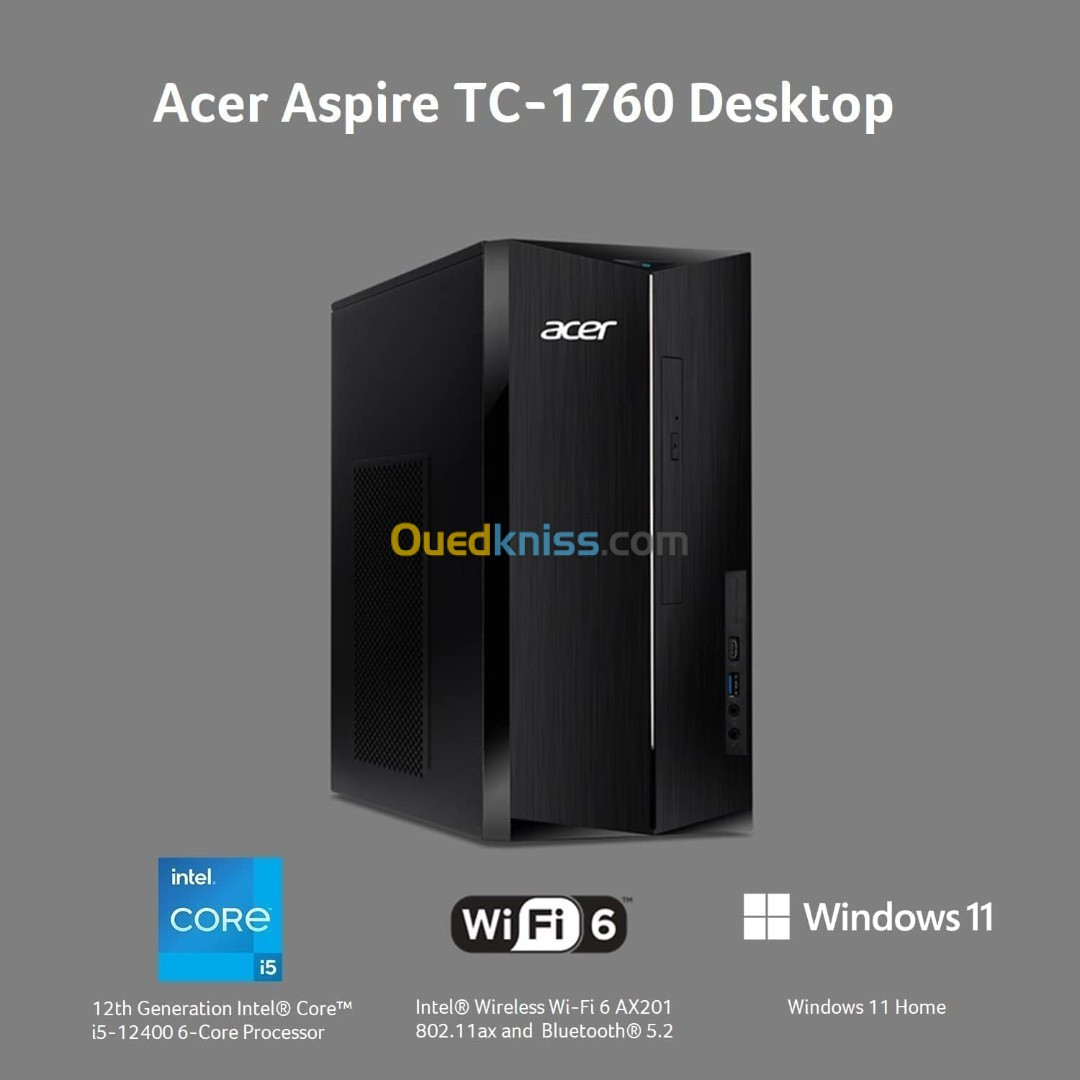 DESKTOP ACER ASPIRE TC-1760 - I5-12400 - 16GB DDR4 - 1TBHDD+256SSD - GeForce GT730 2GB +ECRAN 24"