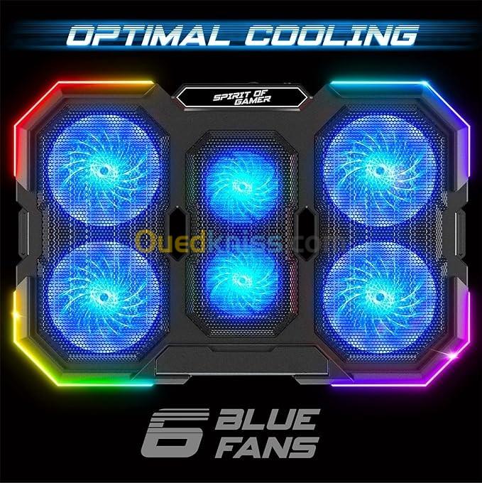 SPIRIT OF GAMER AIRBLADE 700 RGB Refroidisseur PC Portable - 10p À 17p - 6 Ventilateurs Silencieux