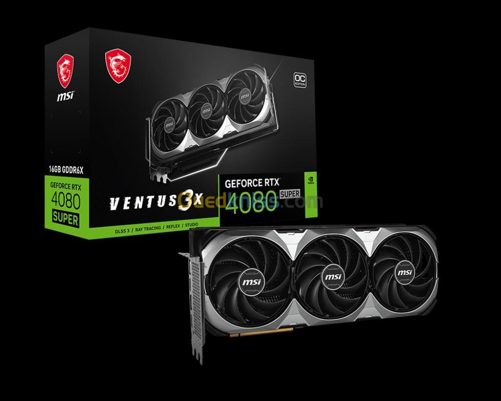 CARTE GRAPHIQUE MSI GEFORCE RTX 4080 SUPER VENTUS 3X - 16GB GDDR6X - 2595 MHZ 4K - PCI EXPRESS 4.0