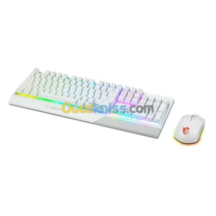 MSI VIGOR GK30 COMBO LIGHT RGB - PACK CLAVIER AZERTY - SOURIS CLUTCH GM11 - GAMING - FILAIRE - WHITE