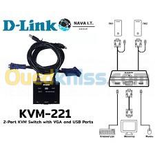 D-Link KVM-221 2-Port KVM Switch Avec VGA - USB Ports