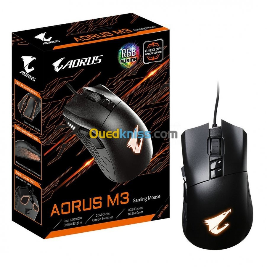 Souris Gamer AORUS M3 - 6400 Dpi - RGB