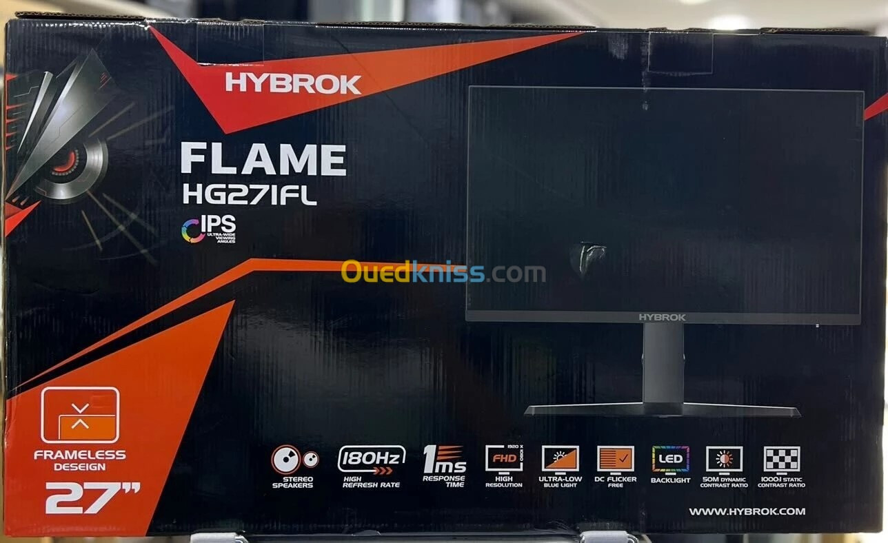 ECRAN HYBROK FLAME HG27IFL - GAMING MONITOR - 180HZ - IPS - 1MS - FHD - SPEAKERS - VGA - HDMI - NOIR