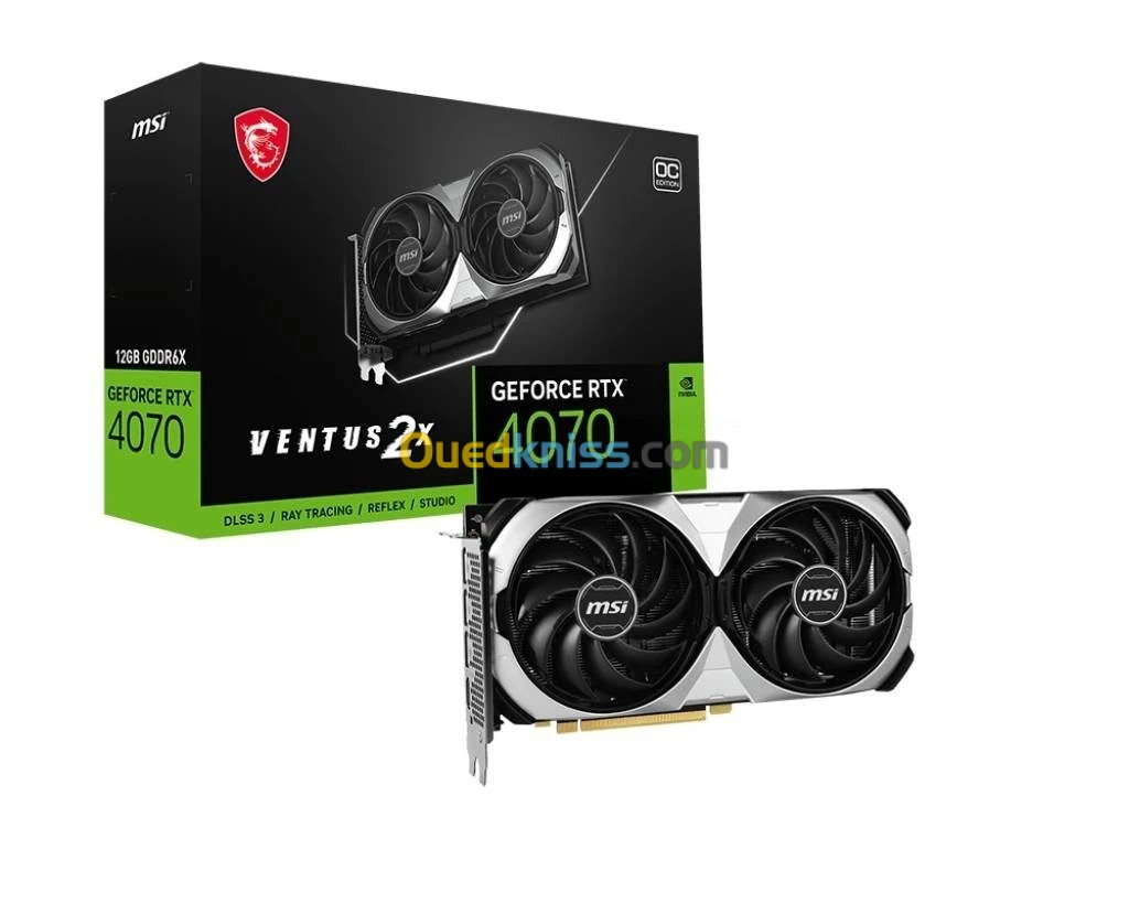 MSI GeForce RTX 4070 VENTUS 2X 12G OC - 12 Go GDDR6X - PCIe 4.0-2 X Ventilateurs TORX 4.0 - HDMI 2.1