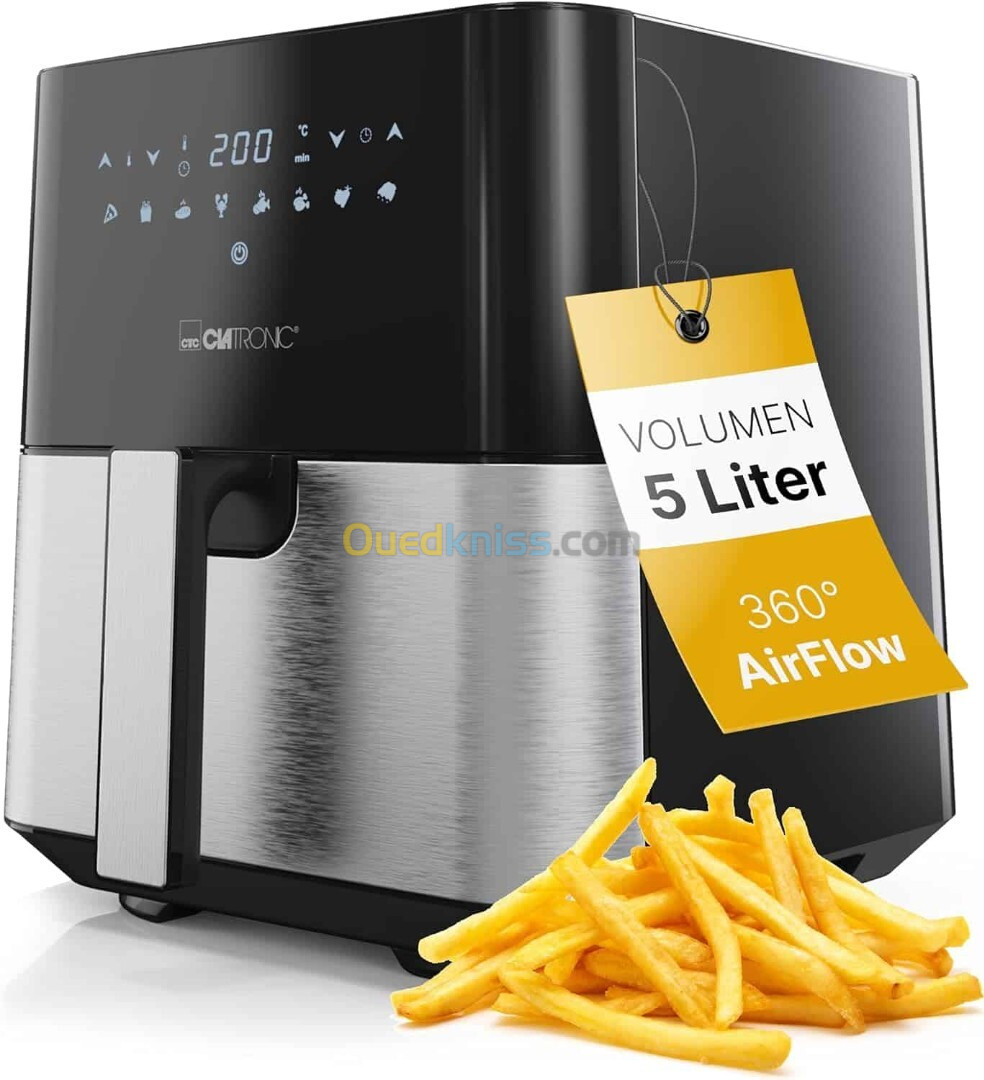 Friteuse à Air Chaud Clatronic FR 3782 H Inox Noir 1450 W