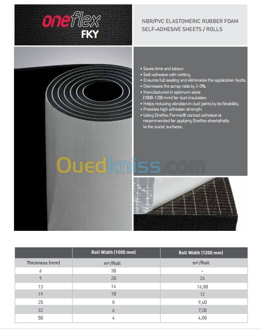 armacell tapis et manchants élastomère , armaflex Oneflex 13mm/19mm isolation , HVAC