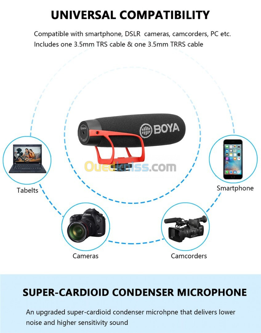 Microphone À Condensateur Directionnel | BOYA Microphone Cardioid BY-BM2021