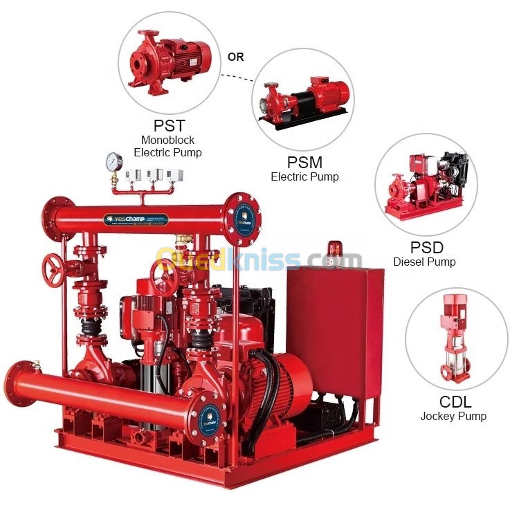 Incendi حريق Station incendie motopompe diesel kit incendie   مضخة نضام الرش ضد الحرائق مضخة مازوت