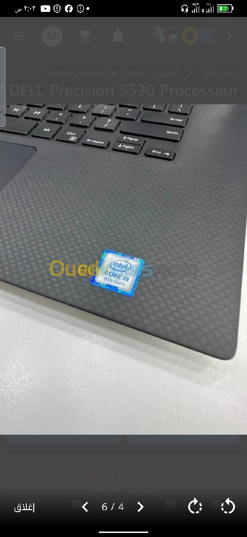 Laptop dell شاشه 4k تاتش و Cpu cor i9 