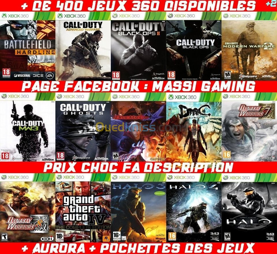 INSTALLATION JEUX XBOX 360 (PRIX CHOC FA DESCRIPTION) **