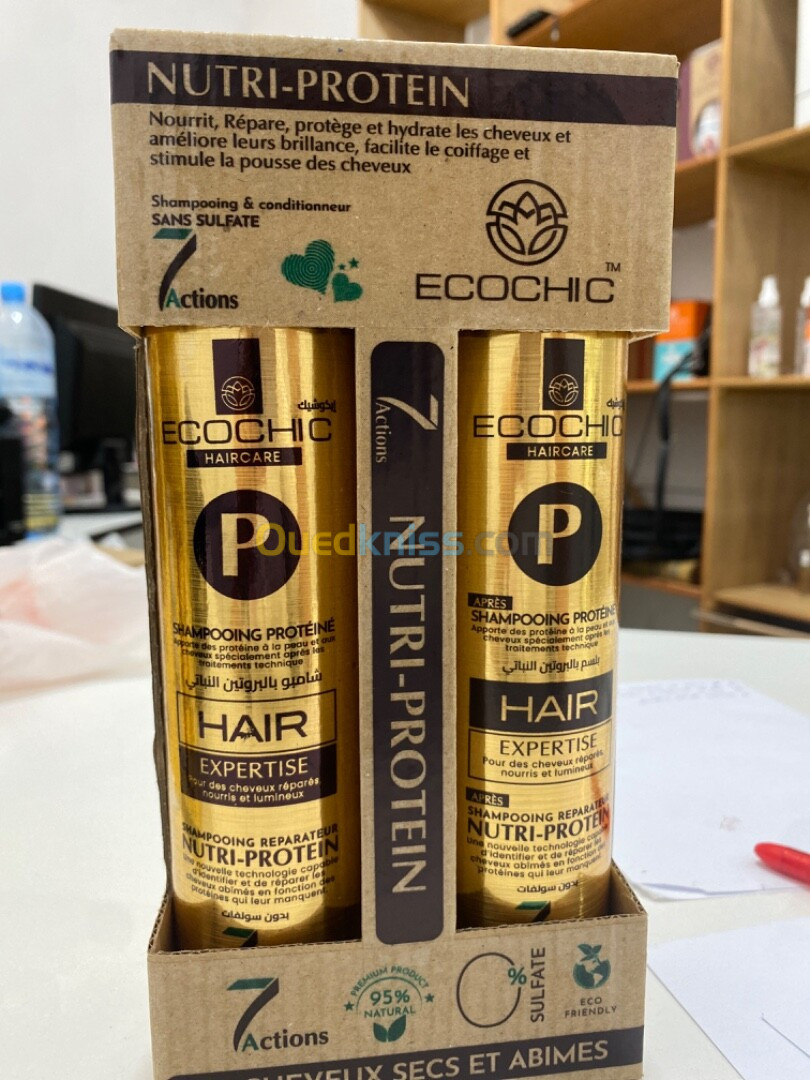 Kit Shampoing + après shampoing ECOCHIC 7 actions à base de protéine 