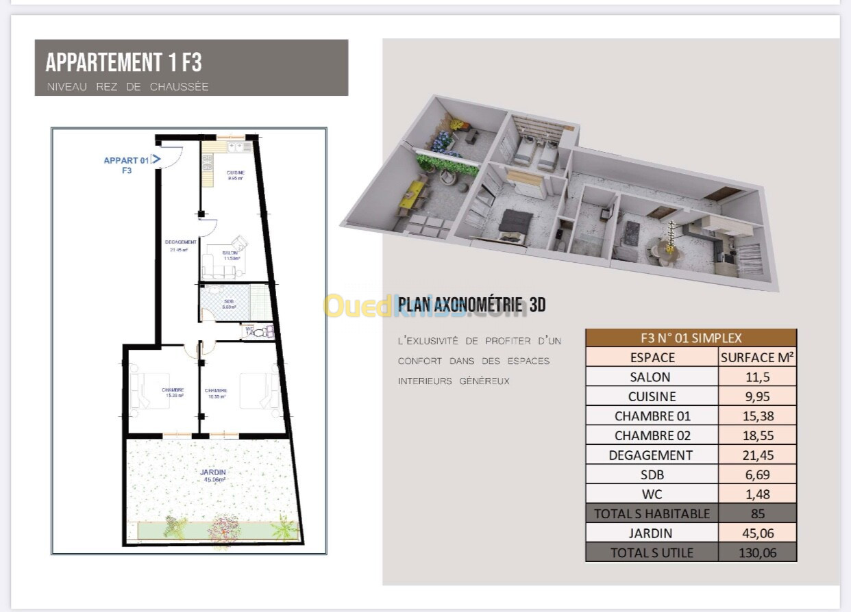 Vente Appartement F3 Alger El mouradia